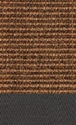 Sisal Salvador braun 083 tæppe med kantbånd i granit 045
